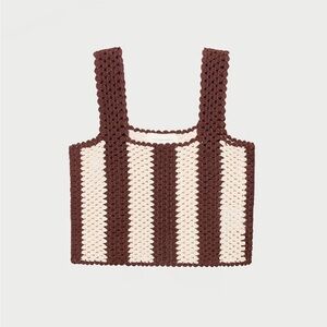 Loeffler Randall Adela Crochet Striped Tank Top NWT